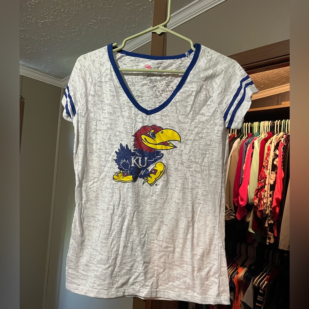 Kansas University burnout tee. Size medium.